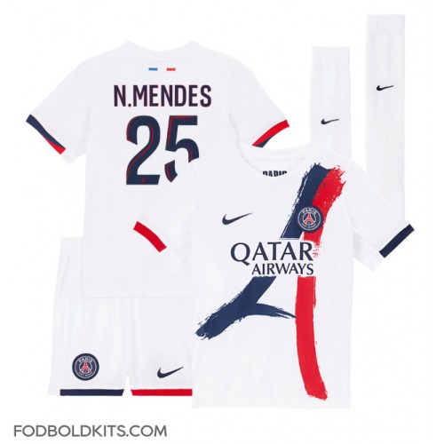 Paris Saint-Germain Nuno Mendes #25 Udebanesæt Børn 2024-25 Kortærmet (+ Korte bukser)